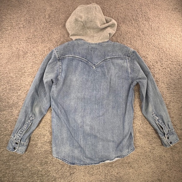 Levis Justin Timberlake Fresh Leaves Denim Western Zip Hooded Shirt Jacket Small - Picture 6 of 8